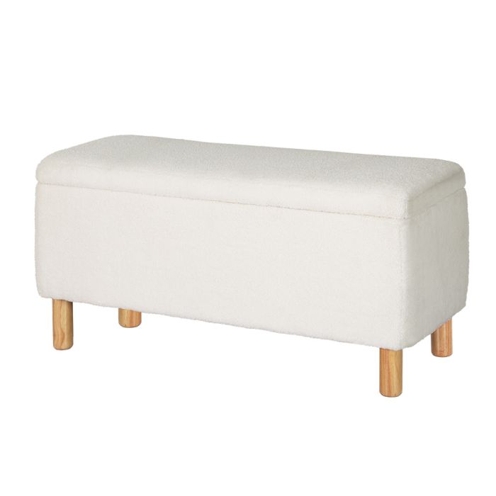Layby Artiss Storage Ottoman Blanket Box Teddy Fabric Chest Toy Foot Stool  Couch White Online